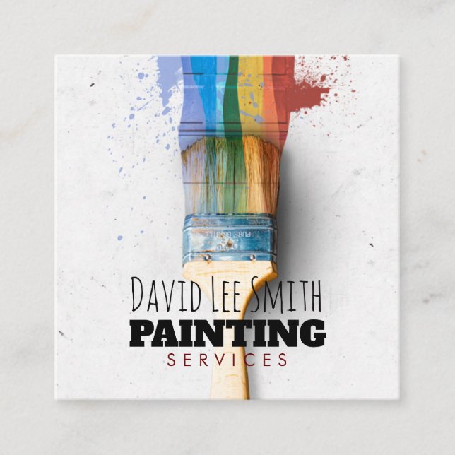 Tarjeta De Visita Cuadrada Servicio de pintura profesional (Anverso)
