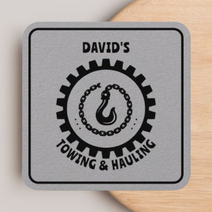 Tarjeta De Visita Cuadrada Servicio de remolque profesional en negro y gris