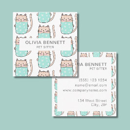 Tarjeta De Visita Cuadrada Servicio de sitio de Mascota de felinos