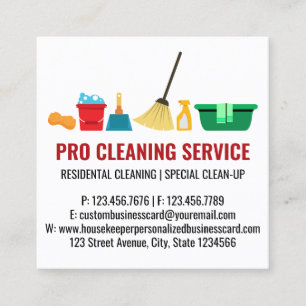 Tarjeta De Visita Cuadrada Servicio Especial de Limpieza de Hogar