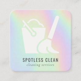 Tarjeta De Visita Cuadrada Servicio Holográfico de Limpieza del Broom Bucket