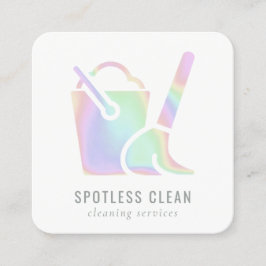 Tarjeta De Visita Cuadrada Servicio Holográfico de Limpieza del Broom Bucket