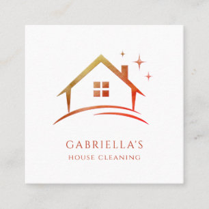 Tarjeta De Visita Cuadrada Servicio Moderno de Limpieza de Casas con Brillo