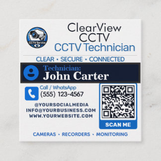 Tarjeta De Visita Cuadrada Servicio personalizado de CCTV y sistema de cámara