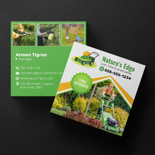 Tarjeta De Visita Cuadrada Servicio Profesional de Cortar Césped y Paisajismo