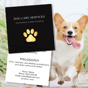 Tarjeta De Visita Cuadrada Servicio profesional de paseo de perros y cuidado 