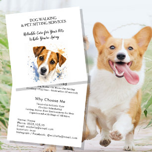 Tarjeta De Visita Cuadrada Servicio profesional de paseo de perros y cuidado 
