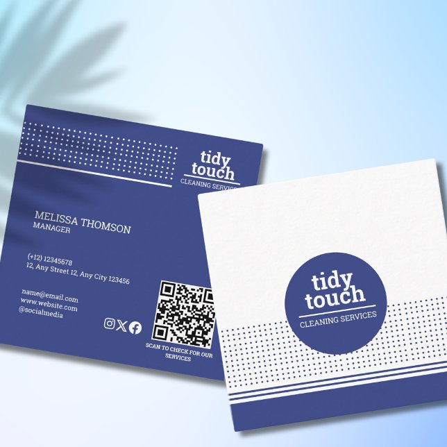 Tarjeta De Visita Cuadrada Servicios clásicos modernos de limpieza de puntos  (Subido por el creador)