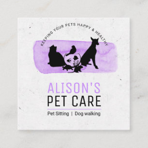 Tarjeta De Visita Cuadrada Servicios de cuidado de mascotas / Servicios de se
