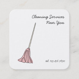 Tarjeta De Visita Cuadrada Servicios de limpieza 24 horas al día, 7 días a la