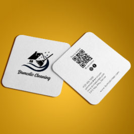 Tarjeta De Visita Cuadrada Servicios de limpieza Código Qr Iconos de medios s