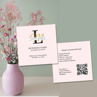 Tarjeta De Visita Cuadrada Servicios de limpieza | Cuadrado editable de limpi