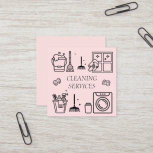 Tarjeta De Visita Cuadrada Servicios de limpieza rosa Comercial nacional
