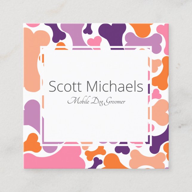 Tarjeta De Visita Cuadrada servicios de mascota de huesos de perro (Anverso)