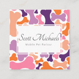 Tarjeta De Visita Cuadrada servicios de mascota de huesos de perro