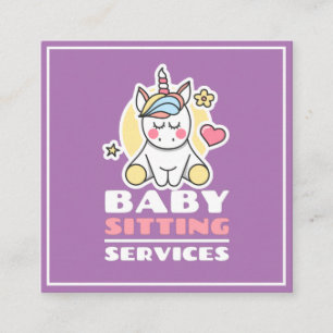 Tarjeta De Visita Cuadrada Servicios de niñera Cuidada Niña Profesional Unico
