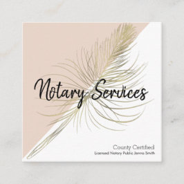Tarjeta De Visita Cuadrada Servicios de Notaría Pink Gold Empresarial