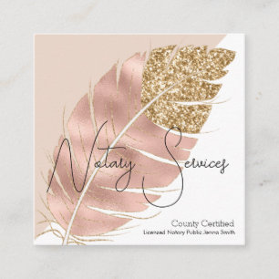 Tarjeta De Visita Cuadrada Servicios de Notaría Pink Gold Glitter Chic