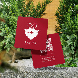 Tarjeta De Visita Cuadrada Servicios de Santa Rojo Oscuro Mínimo Divertido Có