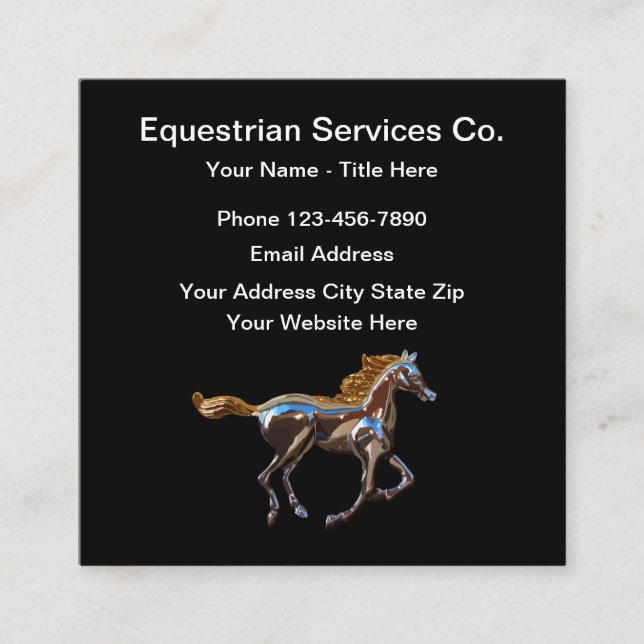Tarjeta De Visita Cuadrada Servicios ecuestres (Anverso)