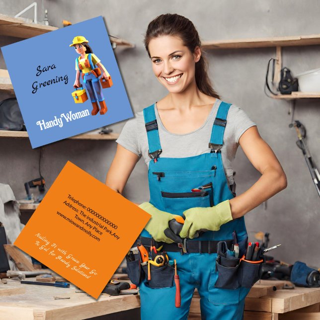 Tarjeta De Visita Cuadrada Servicios para mujeres que trabajan a mano (Subido por el creador)