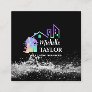 Tarjeta De Visita Cuadrada Servicios Profesionales de Limpieza de Hogar y Ofi