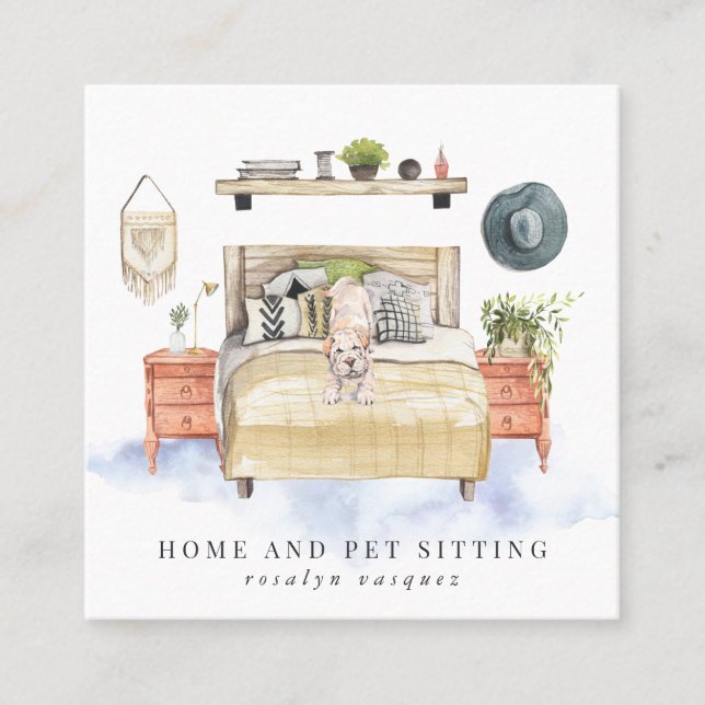 Tarjeta De Visita Cuadrada Shar Pei | Inicio y sesión de Mascota (Anverso)