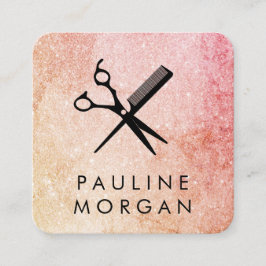 Tarjeta De Visita Cuadrada Shear y Comb Elegant Purpurina