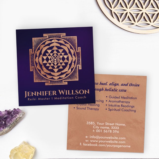 Tarjeta De Visita Cuadrada Shri Yantra - Sri yantra - Shri Chakra - Cobre (Subido por el creador)