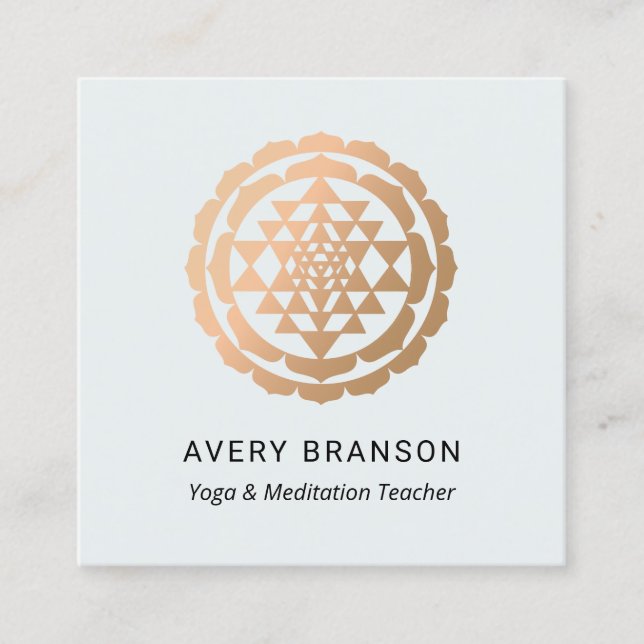 Tarjeta De Visita Cuadrada Shri Yantra Yoga Meditation Teacher (Anverso)