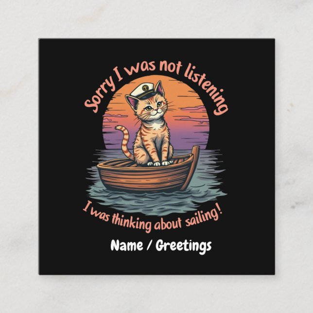 Tarjeta De Visita Cuadrada Siento no haber escuchado, estaba pensando en nave (Anverso)