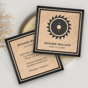 Tarjeta De Visita Cuadrada Sierra Circular Negra Rustic Kraft Carpintero Homb