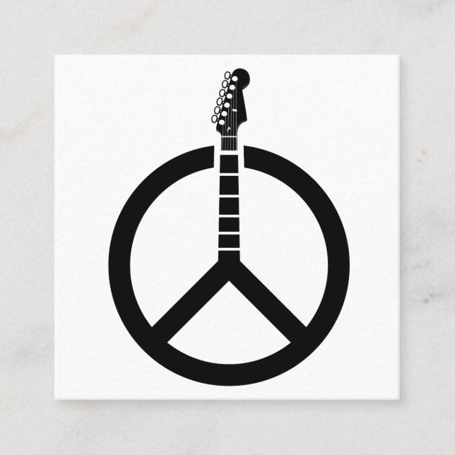 Tarjeta De Visita Cuadrada Signo de paz de guitarra (Anverso)