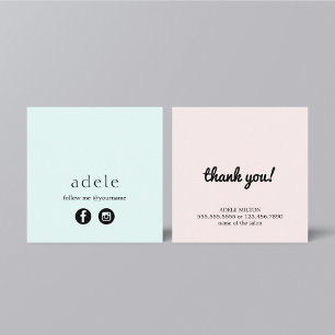 Tarjeta De Visita Cuadrada Sigue Modern Blue Pink en Redes Sociales
