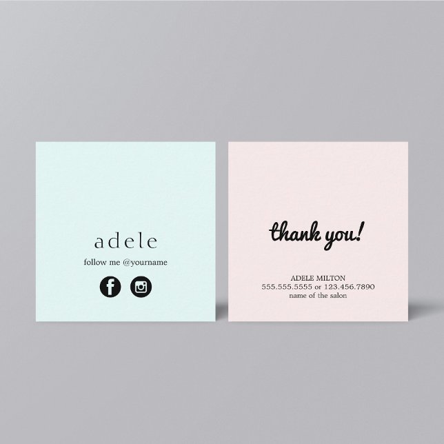 Tarjeta De Visita Cuadrada Sigue Modern Blue Pink en Redes Sociales (Subido por el creador)