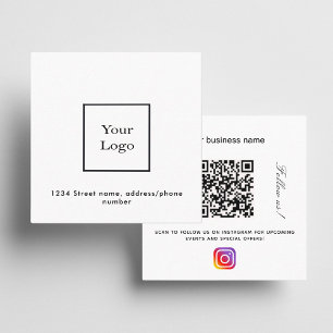 Tarjeta De Visita Cuadrada Síguenos el logotipo blanco qr código en Instagram