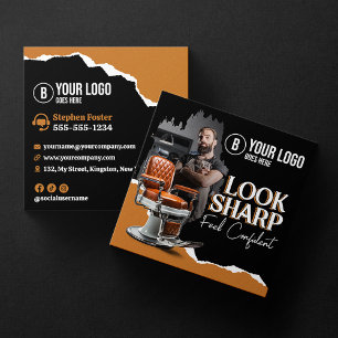 Tarjeta De Visita Cuadrada Silla de Barbería Moderna Peluquero Estilista de C