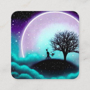Tarjeta De Visita Cuadrada Silueta de árbol y luna grande