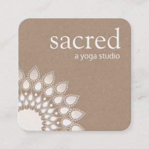 Tarjeta De Visita Cuadrada Silver Lotus Mandala Yoga y Meditación