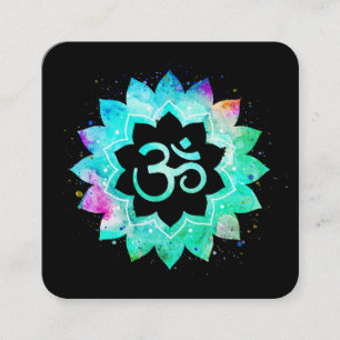 Tarjeta De Visita Cuadrada *~* Símbolo de aluminio manala yoga sano Lotus flo