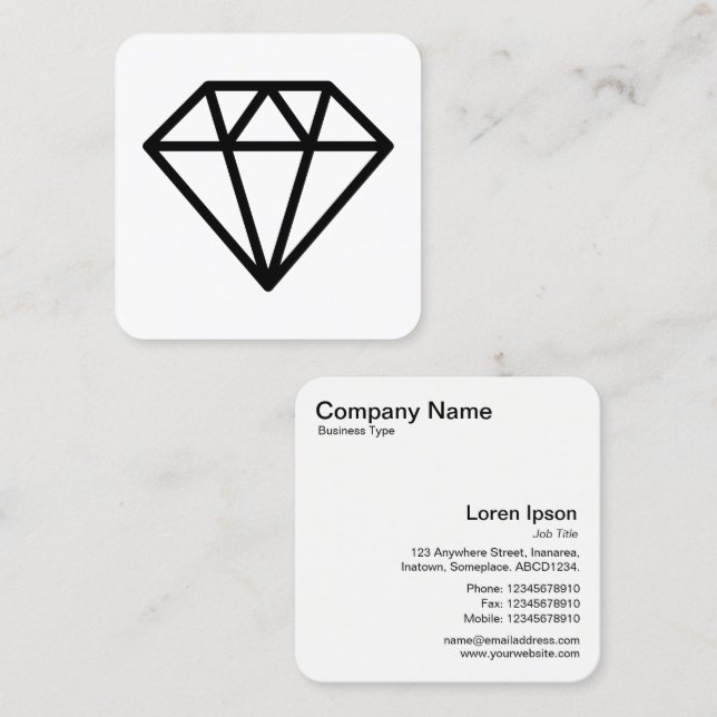 Tarjeta De Visita Cuadrada Símbolo de diamante - Negro sobre blanco (Anverso / Reverso)