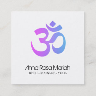 Tarjeta De Visita Cuadrada *~* Símbolo moderno de aluminio de yoga Energy He