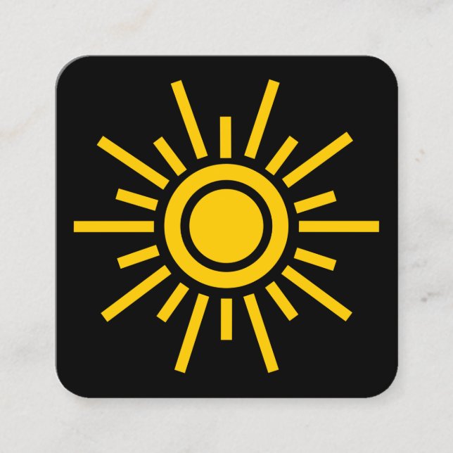 Tarjeta De Visita Cuadrada Símbolo Sun 01 - Ámbar en negro (Anverso)