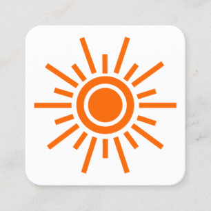Tarjeta De Visita Cuadrada Símbolo Sun 01 - Naranja en blanco
