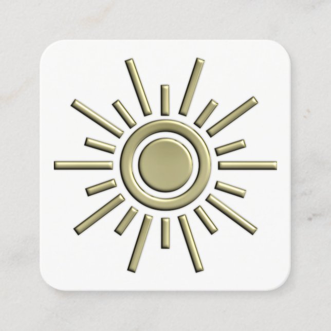 Tarjeta De Visita Cuadrada Símbolo Sun 01 - Oro (Anverso)