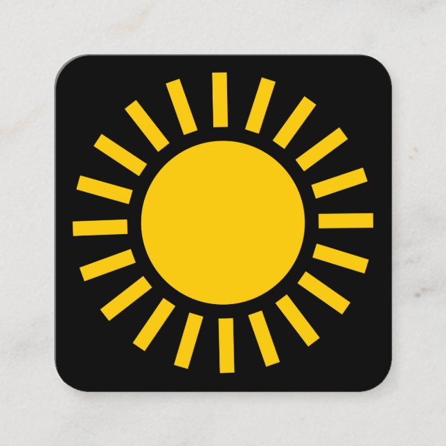 Tarjeta De Visita Cuadrada Símbolo Sun 02 - Ámbar en negro (Anverso)
