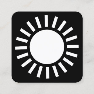 Tarjeta De Visita Cuadrada Símbolo Sun 02 - Blanco sobre negro