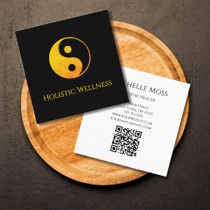Tarjeta De Visita Cuadrada Símbolo Yin Yang holístico sano código QR