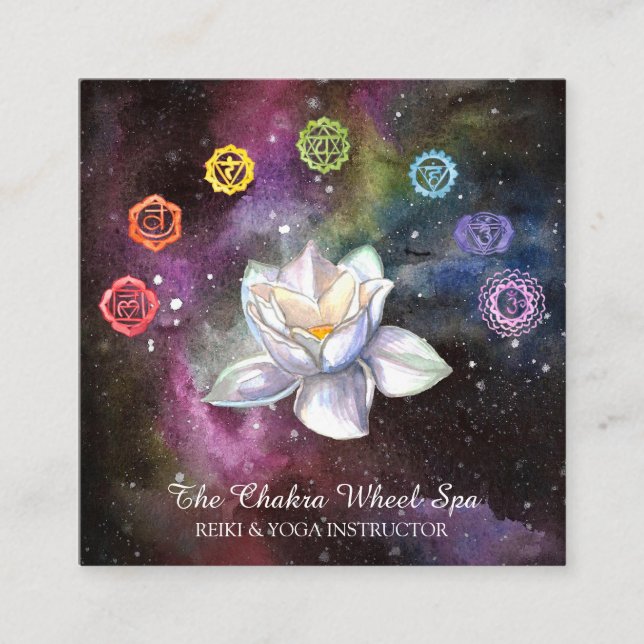 Tarjeta De Visita Cuadrada *~* Símbolos cósmicos celestes chakra Cosmos Lotus (Anverso)