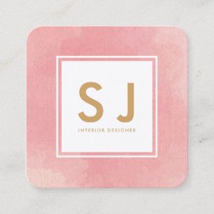 Tarjeta De Visita Cuadrada Simple acuarela rosa Moderno diseñador de interior